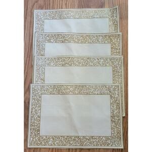 VTG Hayim Co 5 Ivory With Gold Stamping Placemats Hand Woven 100% Cotton NOS